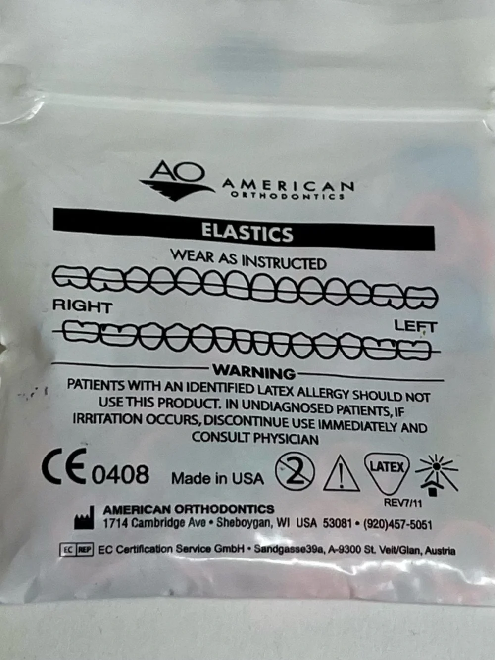 (8) Packets - American Orthodontics/West Indian Manatee Braces Elastics (Dental)